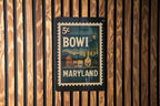 Bowie Maryland Metal Sign Featuring Retro Postage Stamp Design of City Landmarks and Scenic Views — photo 1
