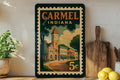 Carmel Indiana Retro Postage Stamp Metal Sign – Vintage Travel-Inspired Wall Decor Featuring Iconic City Design — photo 1