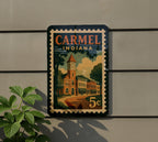 Carmel Indiana Retro Postage Stamp Metal Sign – Vintage Travel-Inspired Wall Decor Featuring Iconic City Design — photo 5