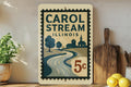 Carol Stream Illinois Metal Sign – Retro Postage Stamp Design Featuring Iconic Town Name and Vintage Travel Theme Décor — photo 1