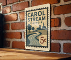 Carol Stream Illinois Metal Sign – Retro Postage Stamp Design Featuring Iconic Town Name and Vintage Travel Theme Décor — photo 3