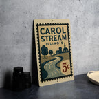 Carol Stream Illinois Metal Sign – Retro Postage Stamp Design Featuring Iconic Town Name and Vintage Travel Theme Décor — photo 4