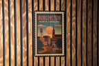 Burlington North Carolina Metal Sign Featuring Retro Postage Stamp Design and Vintage Travel Theme Decor — photo 1