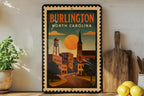 Burlington North Carolina Metal Sign Featuring Retro Postage Stamp Design and Vintage Travel Theme Decor — photo 3