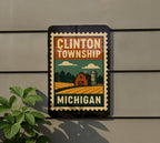 Clinton Township Michigan Metal Sign – Retro Postage Stamp Design Featuring Town Name and Vintage Travel Theme — photo 5