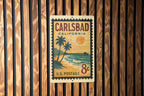 Carlsbad California Metal Sign – Retro Postage Stamp Design Featuring Beach Scene and Coastal Landmarks — photo 3