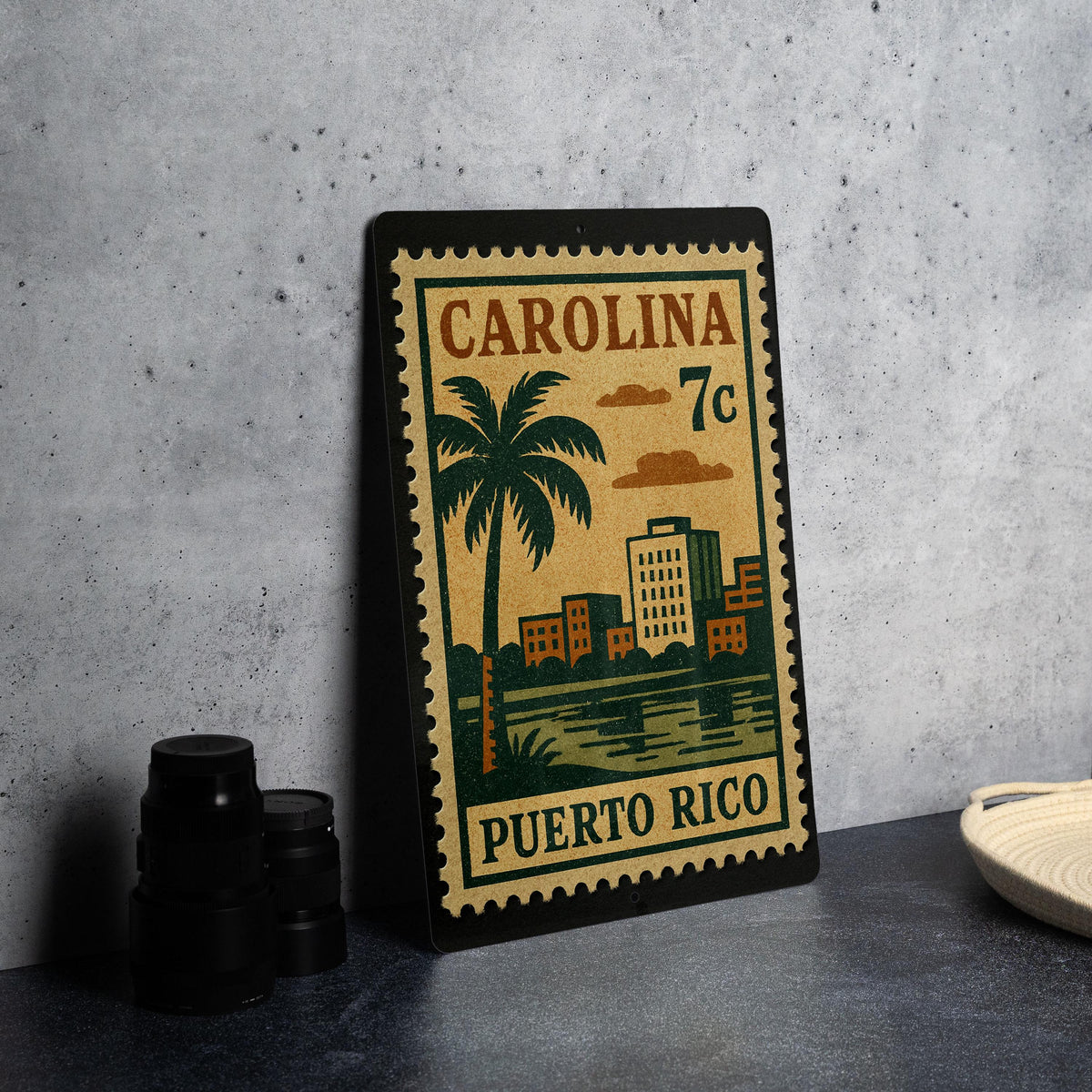 Carolina Puerto Rico Metal Sign – Retro Postage Stamp Design Featuring Caribbean City and Tropical Island Theme — photo 4