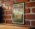 Columbia Missouri Metal Sign Featuring Retro Postage Stamp Design with City Landmarks and Scenic Views — photo 1