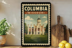 Columbia Missouri Metal Sign Featuring Retro Postage Stamp Design with City Landmarks and Scenic Views — photo 2