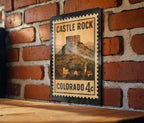 Castle Rock Colorado Metal Sign – Retro Postage Stamp Design Featuring Mountain Town and Scenic Landscape — photo 2