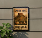Castle Rock Colorado Metal Sign – Retro Postage Stamp Design Featuring Mountain Town and Scenic Landscape — photo 5