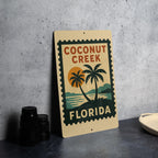 Coconut Creek Florida Metal Sign – Retro Postage Stamp Design Featuring City Name and Tropical Theme — photo 4