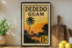 Dededo Guam Metal Sign Featuring Retro Postage Stamp Design with Island Landmark and Tropical Theme Decor — photo 2