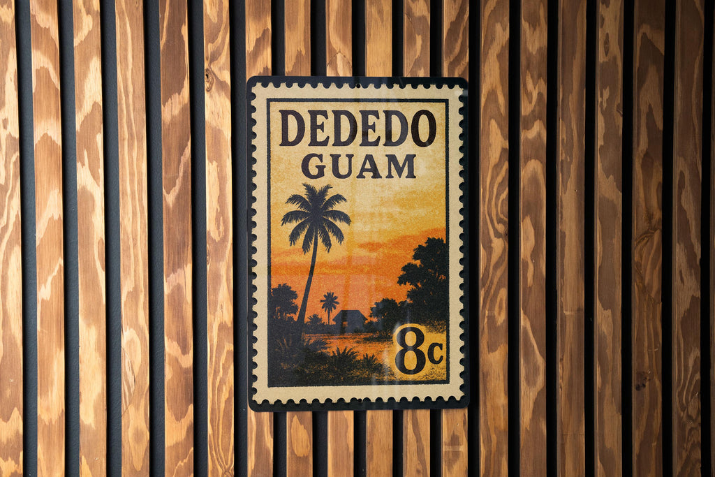 Dededo Guam Metal Sign Featuring Retro Postage Stamp Design with Island Landmark and Tropical Theme Decor — photo 3