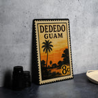 Dededo Guam Metal Sign Featuring Retro Postage Stamp Design with Island Landmark and Tropical Theme Decor — photo 4