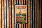 Concord New Hampshire Metal Sign – Retro Postage Stamp Design Featuring State Capitol and Scenic City Landmarks — photo 1