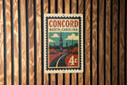 Concord North Carolina Metal Sign – Retro Postage Stamp Design Featuring Historic Landmarks and City Name — photo 3