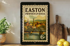 Easton Pennsylvania Metal Sign Featuring Retro Postage Stamp Design with City Landmarks and Historic Elements — photo 2