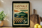 Eastvale California Metal Sign – Retro Postage Stamp Design Featuring Cityscape and Vintage Travel Theme — photo 2