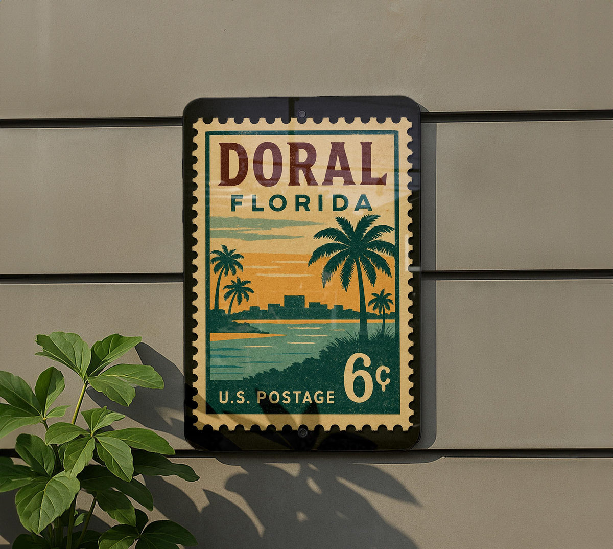 Doral Florida Postage Stamp Metal Sign – Vintage-Inspired Travel Art Featuring Iconic Doral Landmarks — photo 5