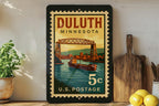 Duluth Minnesota Metal Sign – Retro Postage Stamp Design Featuring Lake Superior and Local Landmarks — photo 3