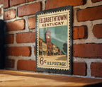 Elizabethtown Kentucky Metal Sign – Retro Postage Stamp Design Featuring Historic Landmarks and City Name Display — photo 1