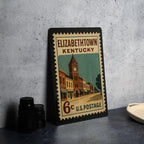 Elizabethtown Kentucky Metal Sign – Retro Postage Stamp Design Featuring Historic Landmarks and City Name Display — photo 4