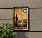 Fountain Hills Arizona Metal Sign – Retro Postage Stamp Design Featuring Scenic Desert Landscape and Iconic Fountain — photo 5