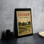 Evesham New Jersey Metal Sign Featuring Retro Postage Stamp Design with Town Name and Scenic Local Landmarks — photo 4