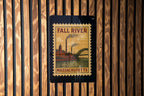 Fall River Massachusetts Metal Sign – Retro Postage Stamp Design Featuring Historic City Landmark Scene — photo 2