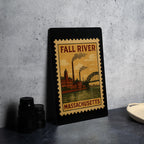 Fall River Massachusetts Metal Sign – Retro Postage Stamp Design Featuring Historic City Landmark Scene — photo 4