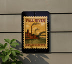 Fall River Massachusetts Metal Sign – Retro Postage Stamp Design Featuring Historic City Landmark Scene — photo 5