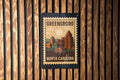 Greensboro North Carolina Metal Sign Featuring Retro Postage Stamp Design of City Landmarks and Skyline — photo 1