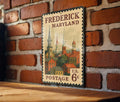 Frederick Maryland Metal Sign – Retro Postage Stamp Design Featuring Historic Downtown and Scenic Landmarks — photo 1