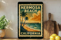 Hermosa Beach California Metal Sign – Retro Postage Stamp Design Featuring Coastal City and Ocean Scene Décor — photo 1