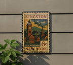 Kingston New York Metal Sign – Retro Postage Stamp Design Featuring Historic City Elements and Scenic Landmarks — photo 5