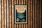 Lake in the Hills Illinois Metal Sign – Retro Postage Stamp Design Featuring Scenic Lake and Village Elements — photo 2