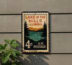 Lake in the Hills Illinois Metal Sign – Retro Postage Stamp Design Featuring Scenic Lake and Village Elements — photo 5