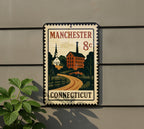 Manchester Connecticut Postage Stamp Metal Sign – Vintage-Inspired Wall Decor Featuring Manchester CT Design — photo 5