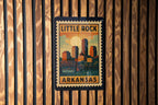 Little Rock Arkansas Metal Sign – Retro Postage Stamp Design Featuring Cityscape and Iconic Landmarks — photo 2