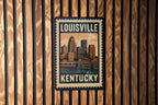 Louisville Kentucky Metal Sign Featuring Retro Postage Stamp Design with City Landmarks and Scenic Views — photo 2