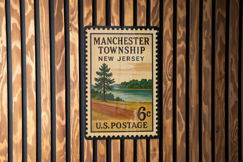 Manchester Township NE Metal Sign – Retro Postage Stamp Design Featuring Town Name and Vintage Travel Theme Decor — photo 3