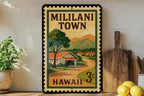 Mililani Town Hawaii Metal Sign – Retro Postage Stamp Design Featuring Hawaiian Landscape and Island Vibes Decor — photo 2