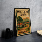 Mililani Town Hawaii Metal Sign – Retro Postage Stamp Design Featuring Hawaiian Landscape and Island Vibes Decor — photo 4