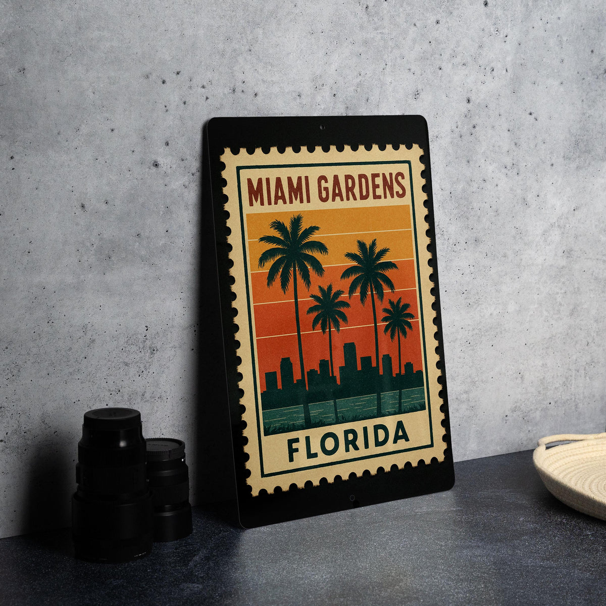 Miami Gardens Florida Metal Sign Featuring Retro Postage Stamp Design, Vintage Miami Gardens Wall Decor Sign — photo 4