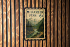 Millcreek Utah Metal Sign – Retro Postage Stamp Design Featuring Scenic Mountain Town and Nature Elements — photo 1