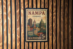 Nampa Idaho Metal Sign – Retro Postage Stamp Artwork Featuring Cityscape and Scenic Landmarks — photo 3