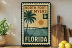 North Fort Myers Florida Metal Sign Featuring Retro Postage Stamp Design – Vintage Travel-Inspired Wall Decor — photo 2