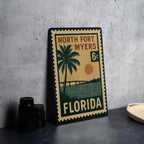 North Fort Myers Florida Metal Sign Featuring Retro Postage Stamp Design – Vintage Travel-Inspired Wall Decor — photo 4