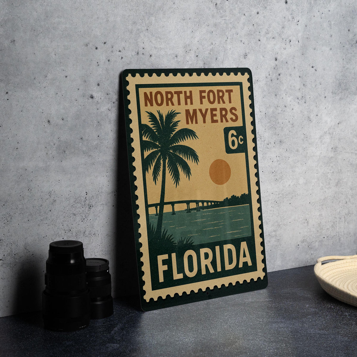 North Fort Myers Florida Metal Sign Featuring Retro Postage Stamp Design – Vintage Travel-Inspired Wall Decor — photo 4